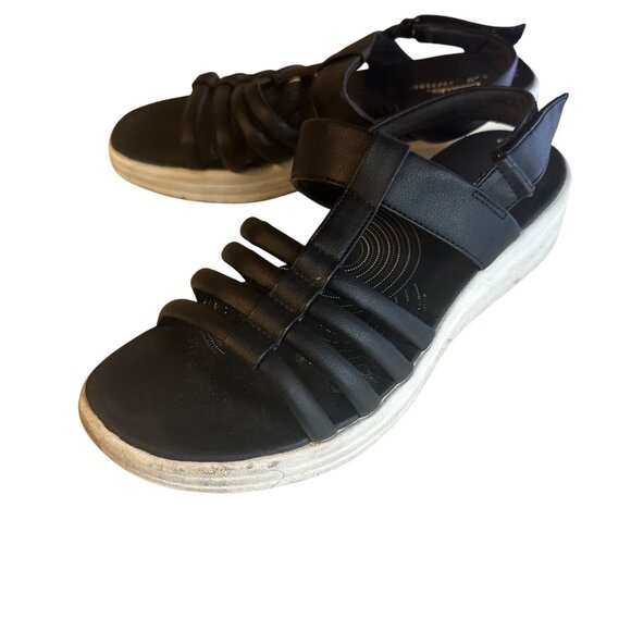 Clarks Cloudsteppers black and white sandals size 8M - Picture 1 of 6